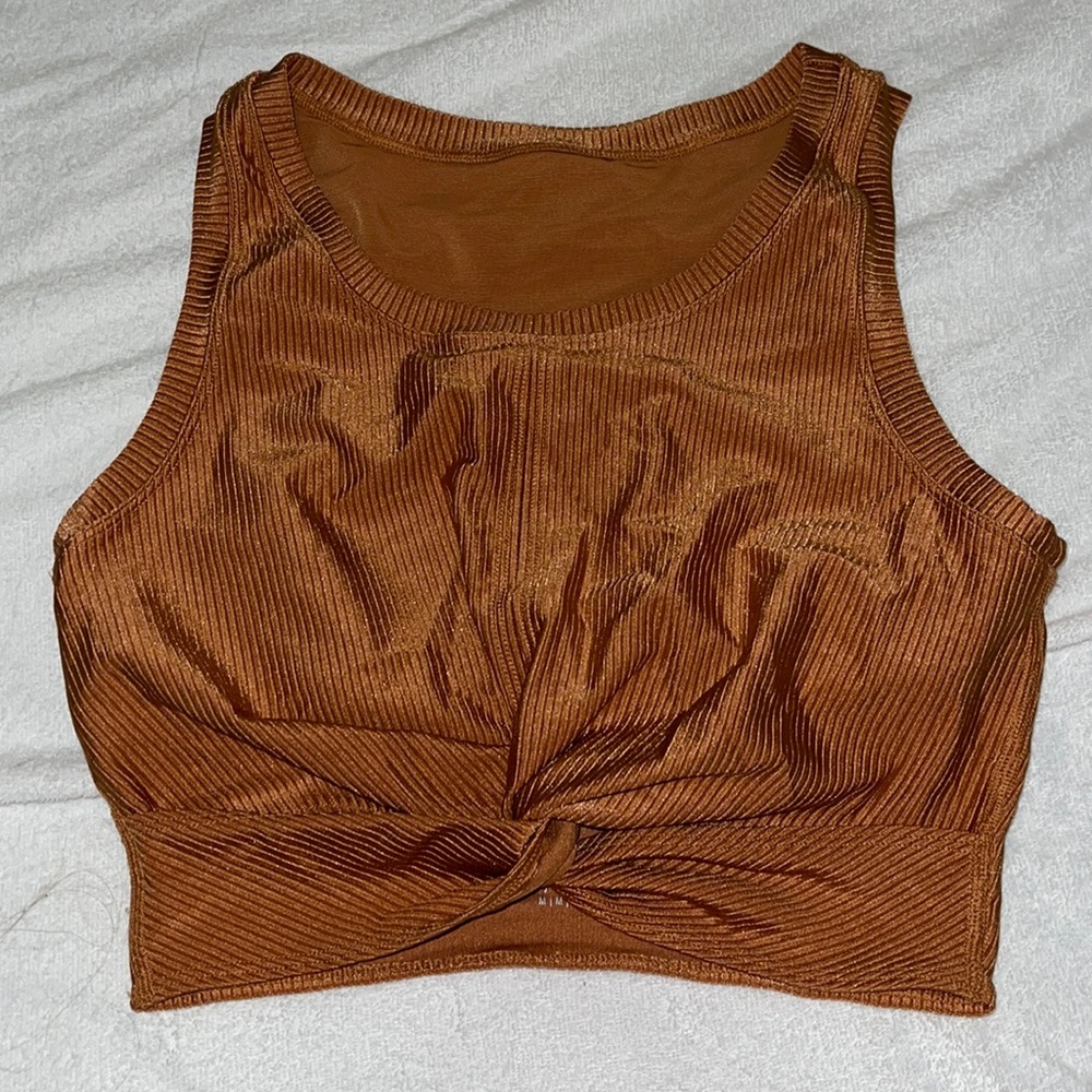Aerie Ribbed Shine Twist Front Sports Bra